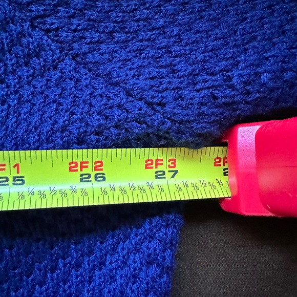 Maggie Lawrence Sweater Large Knit V-Neck Blue Gold Heart Buttons Sz 22/… - Picture 12 of 14